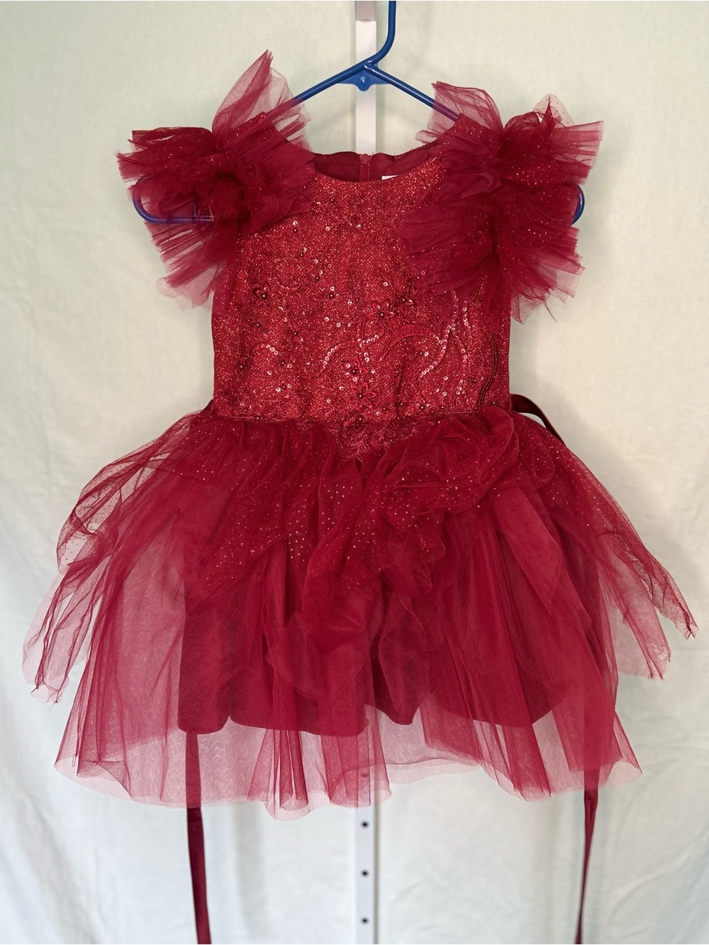 Tip Top Kids Red Sequin Glitz Pageant Tutu Gown Dress 6 Holiday Party